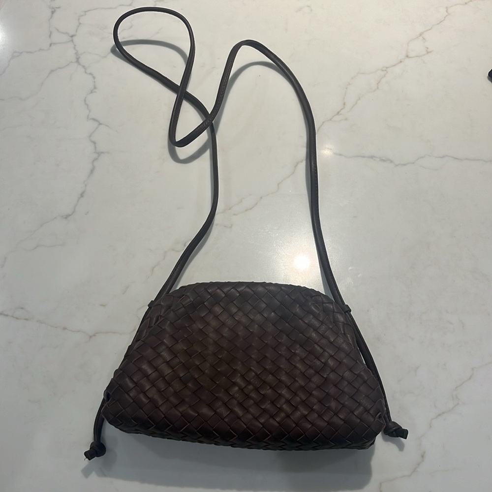 Quince Italian Leather Handwoven Pouch Crossbody Clutch